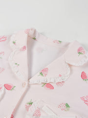 Women's Cozy Strawberry Print Pajama Set