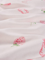 Women's Cozy Strawberry Print Pajama Set