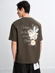 Men's Cotton T-Shirt with Back Embroidery