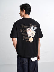 Men's Cotton T-Shirt with Back Embroidery