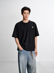 Men's Loose-Fit T-Shirt with Bear Embroidery