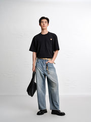 Men's Loose-Fit T-Shirt with Bear Embroidery