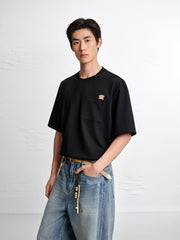 Men's Loose-Fit T-Shirt with Bear Embroidery