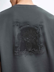 Men's Gradient Print and Embroidered T-Shirt