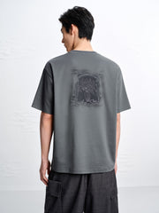 Men's Gradient Print and Embroidered T-Shirt