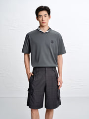 Men's Gradient Print and Embroidered T-Shirt