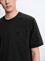 Men's Minimal Solid T-Shirt with Patch Detail