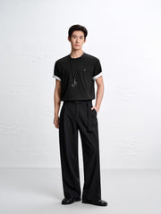 Men's Minimal Solid T-Shirt with Patch Detail