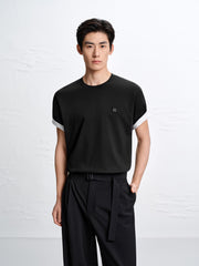 Men's Minimal Solid T-Shirt with Patch Detail