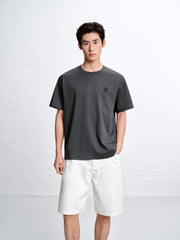 Men's Minimal Solid T-Shirt with Patch Detail