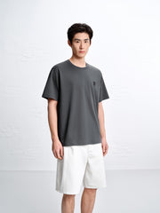 Men's Minimal Solid T-Shirt with Patch Detail
