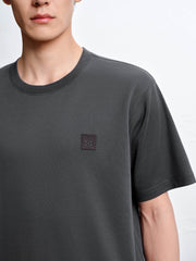 Men's Minimal Solid T-Shirt with Patch Detail