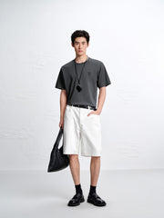 Men's Minimal Solid T-Shirt with Patch Detail