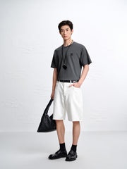 Men's Minimal Solid T-Shirt with Patch Detail