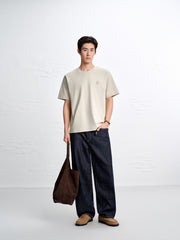Men's Minimal Solid T-Shirt with Patch Detail