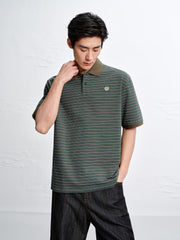 Men's Vintage Striped Cotton Polo Shirt