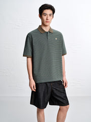 Men's Vintage Striped Cotton Polo Shirt