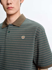 Men's Vintage Striped Cotton Polo Shirt