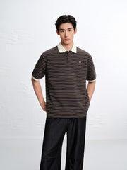 Men's Vintage Striped Cotton Polo Shirt