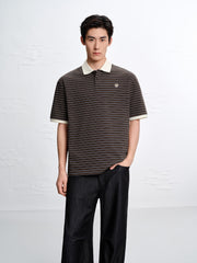 Men's Vintage Striped Cotton Polo Shirt