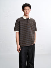 Men's Vintage Striped Cotton Polo Shirt