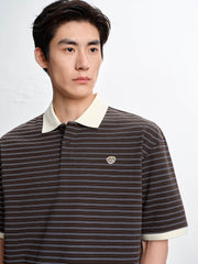 Men's Vintage Striped Cotton Polo Shirt