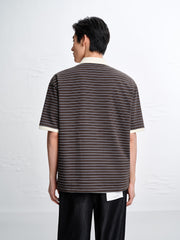 Men's Vintage Striped Cotton Polo Shirt