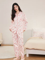 Women's Cozy Strawberry Print Pajama Set
