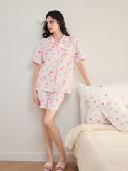 Women's Cozy Strawberry Print Pajama Set
