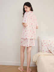 Women's Cozy Strawberry Print Pajama Set