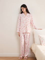 Women's Cozy Strawberry Print Pajama Set
