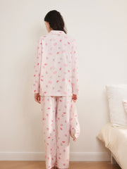 Women's Cozy Strawberry Print Pajama Set