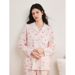 Women's Cozy Strawberry Print Pajama Set