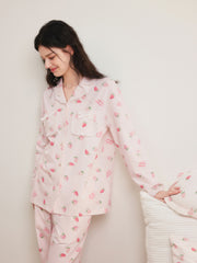 Women's Cozy Strawberry Print Pajama Set