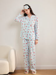 Women's Cozy Strawberry Print Pajama Set