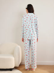 Women's Cozy Strawberry Print Pajama Set