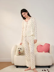 Women's Casual Cherry Tencel Pajama Set