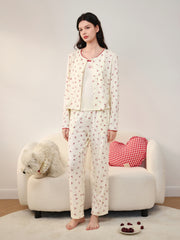 Women's Casual Cherry Tencel Pajama Set