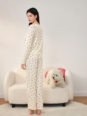 Women's Casual Cherry Tencel Pajama Set
