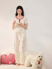 Women's Casual Cherry Tencel Pajama Set
