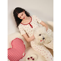 Women's Casual Cherry Tencel Pajama Set