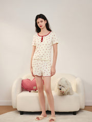 Women's Casual Cherry Tencel Pajama Set