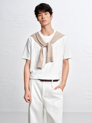 Men's Solid Tonal Jacquard T-Shirt