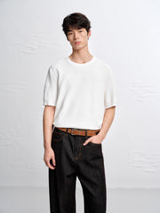 Men's Allover Textured Jacquard Knit T-Shirt