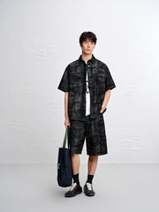 Men's Textured Jacquard Short-Sleeve Shirt