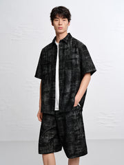 Men's Textured Jacquard Short-Sleeve Shirt