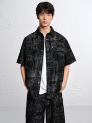 Men's Textured Jacquard Short-Sleeve Shirt