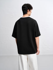 Men's Loose-Fit Contrast Henley T-Shirt
