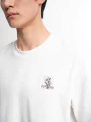 Men's Logo Embroidered Mid-Sleeve T-Shirt