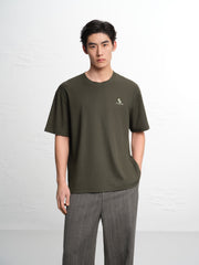 Men's Logo Embroidered Mid-Sleeve T-Shirt